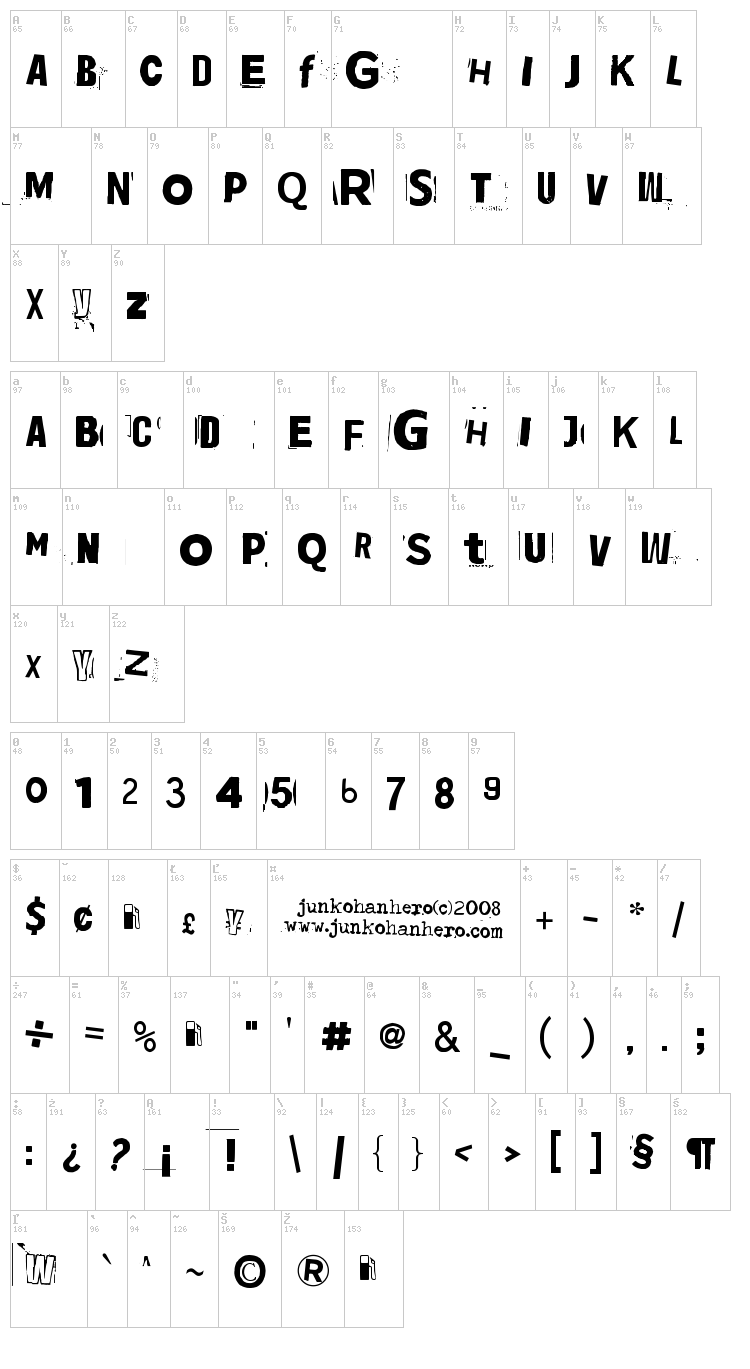 Jadefedga[08] font map